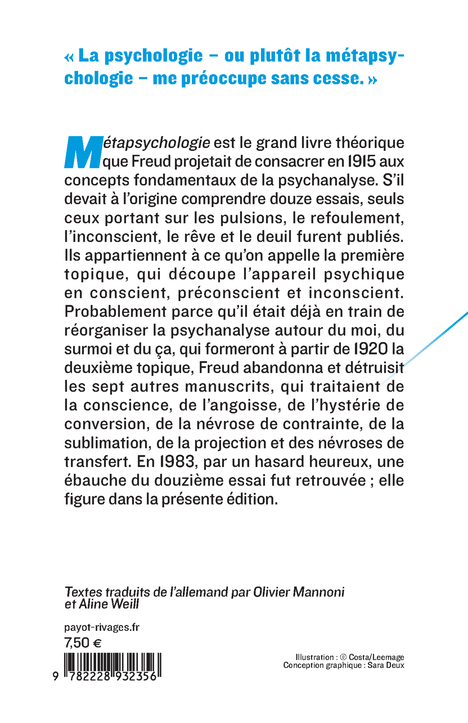 Métapsychologie - Sigmund Freud, Aline Weill, Olivier Mannoni - PAYOT