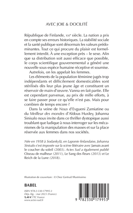 Avec joie et docilité - Johanna Sinisalo, Anne Colin du Terrail - ACTES SUD